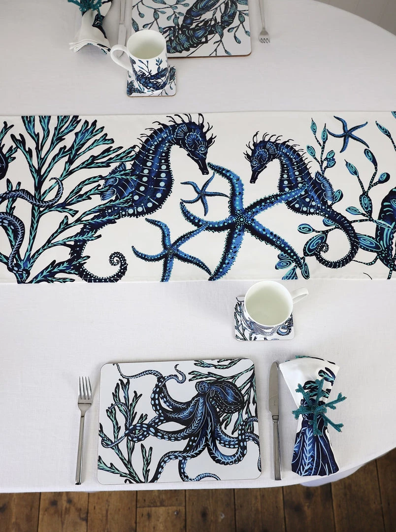 Orchard Melamine Kitchen & Dining Cork-Backed Sea Life Coasters, Set Of 4 2 Orchard Melamine Kitchen & Dining Cork-Backed Sea Life Coasters, Set Of 4