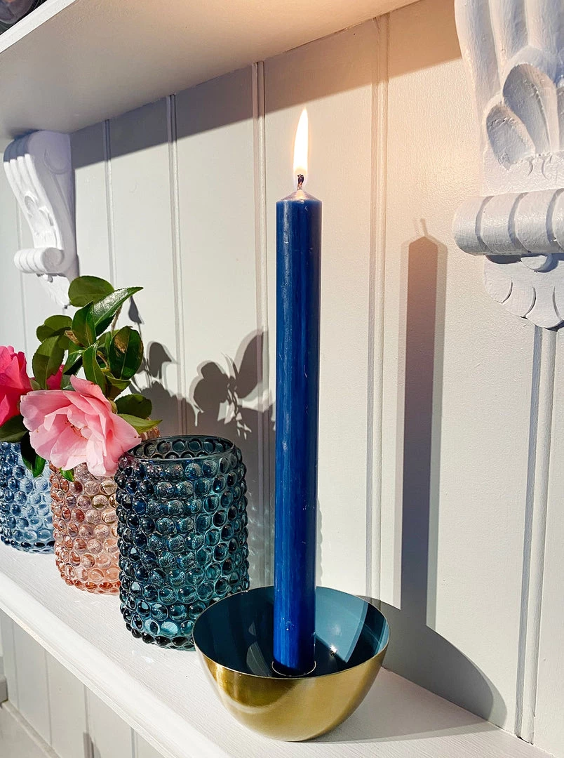 Light & Living Blue & Gold Candle Holder 2 Light & Living Blue & Gold Candle Holder