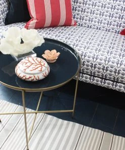 Coach House Blue & Gold Enamel Tray Table Furniture