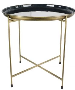 Coach House Blue & Gold Enamel Tray Table Furniture
