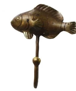 Cream Cornwall Hardware Fish Brass Hook No.1