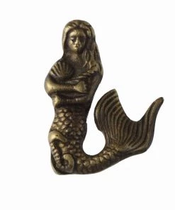 Cream Cornwall Brass Mermaid Decorative Handle - Small