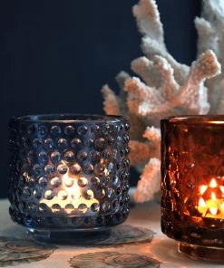 Light & Living Set Of Three Glass Tea Lights-Blue/Light Grey/Brown 5 Light & Living Set Of Three Glass Tea Lights-Blue/Light Grey/Brown