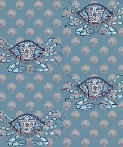 Magic Textiles Byron Crab Fabric - Airforce Blue New Arrivals