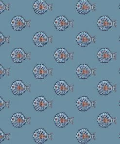 Magic Textiles New Arrivals Byron Mini Puffer Fish Fabric - Airforce Blue