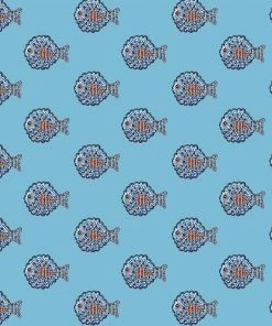 Magic Textiles New Arrivals Byron Mini Puffer Fish Fabric - Pale Blue