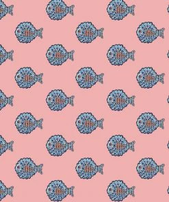 Magic Textiles Byron Mini Puffer Fish Fabric - Provence Pink