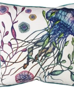 Magic Textiles Canyons Reef Jellyfish Velvet Cushion Cover On White Velvet