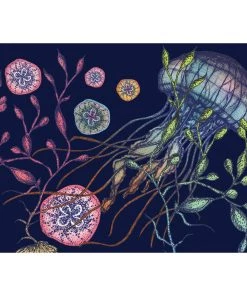 Cream Cornwall Canyons Reef Navy Art Print In Three Sizes - A4, A3 And A2 Wall Decor