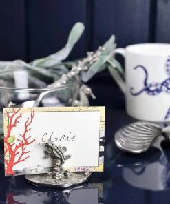 Detail Products Kitchen & Dining Pewter Coral & Seahorse Card Holder