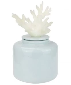 Coach House Aqua Ceramic Jar With Reef Top