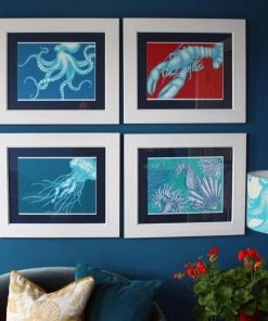 Cream Cornwall Wall Decor Jellyfish Art Print In Turquoise And Blue In Three Sizes - A2, A3 And A4 8 Cream Cornwall Wall Decor Jellyfish Art Print In Turquoise And Blue In Three Sizes - A2, A3 And A4