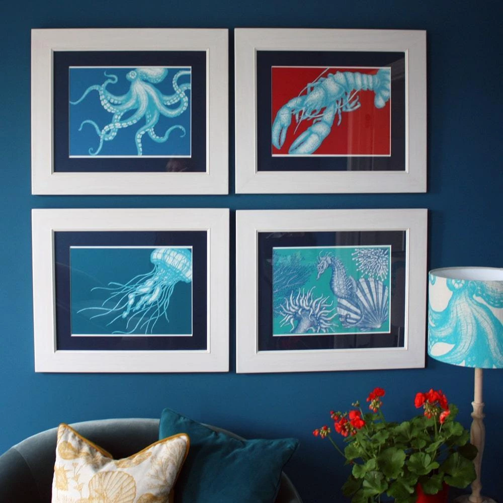 Cream Cornwall Wall Decor Jellyfish Art Print In Turquoise And Blue In Three Sizes - A2, A3 And A4 4 Cream Cornwall Wall Decor Jellyfish Art Print In Turquoise And Blue In Three Sizes - A2, A3 And A4