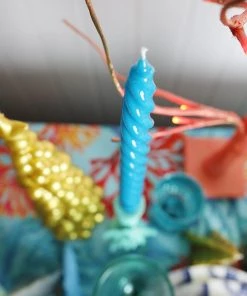 Graziani Barley Twist Lacquered Candle - Light Blue