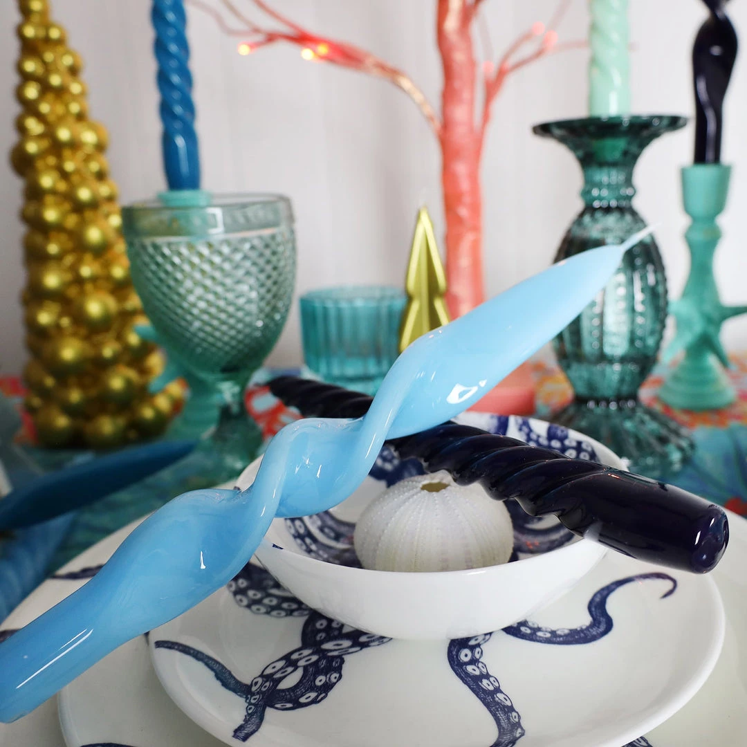 Graziani Twisted Lacquered Candle - Light Blue Accessories 5 Graziani Twisted Lacquered Candle - Light Blue Accessories