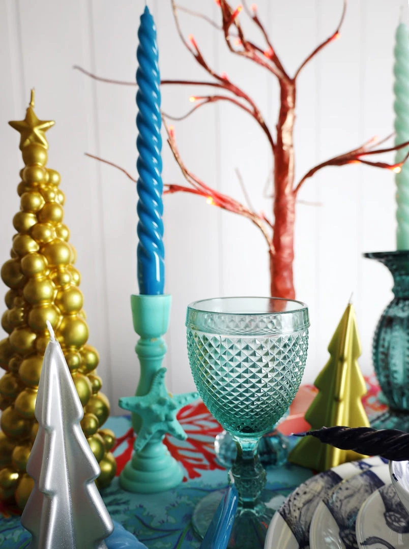 Graziani Barley Twist Lacquered Candle - Light Blue 5 Graziani Barley Twist Lacquered Candle - Light Blue