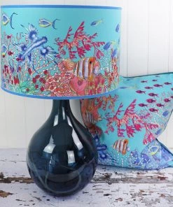 Cream Cornwall Coral Bay Lampshade - Turquoise