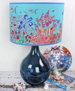 Cream Cornwall Coral Bay Lampshade - Turquoise