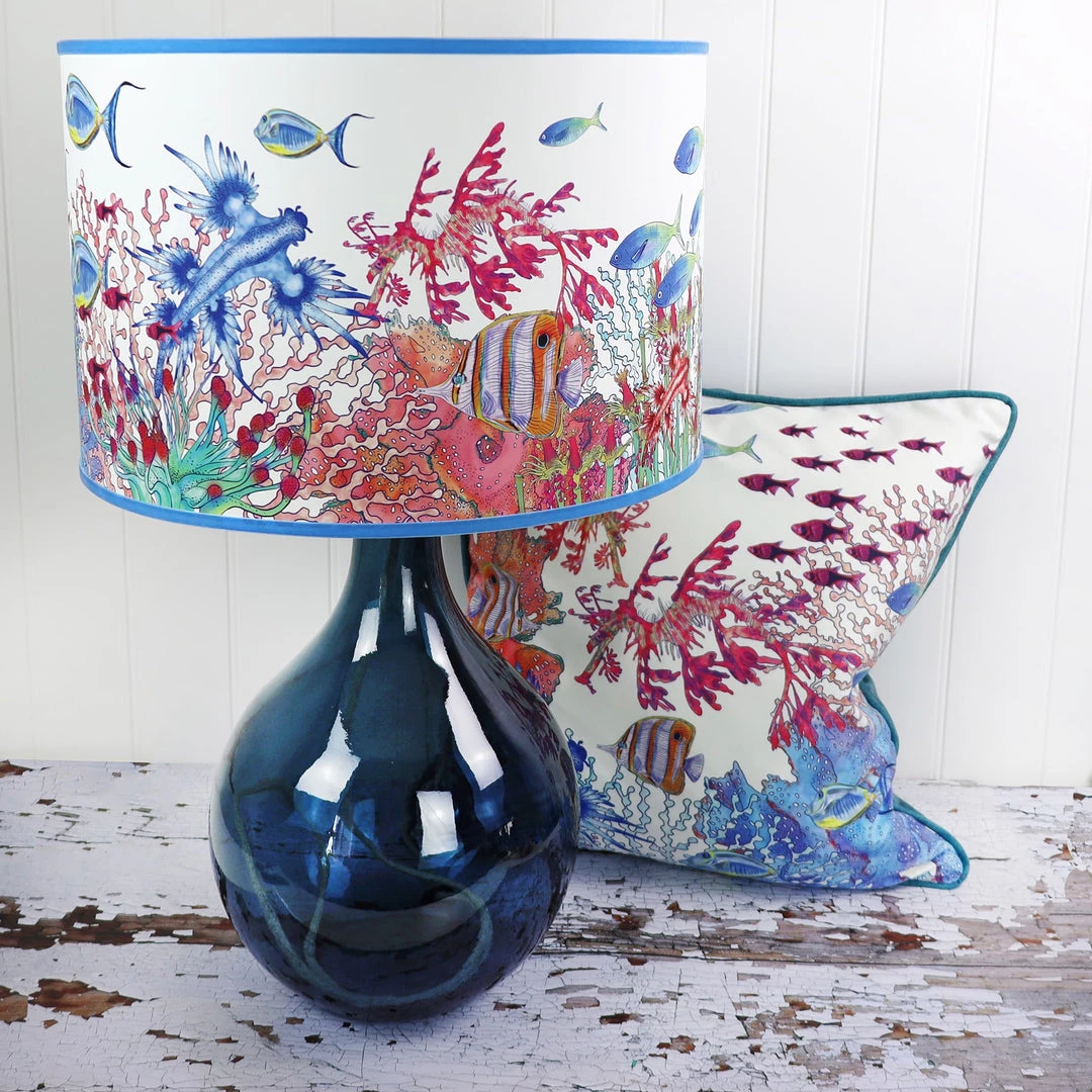 Magic Textiles New Arrivals Coral Bay Cushion Cover On White Velvet 3 Magic Textiles New Arrivals Coral Bay Cushion Cover On White Velvet