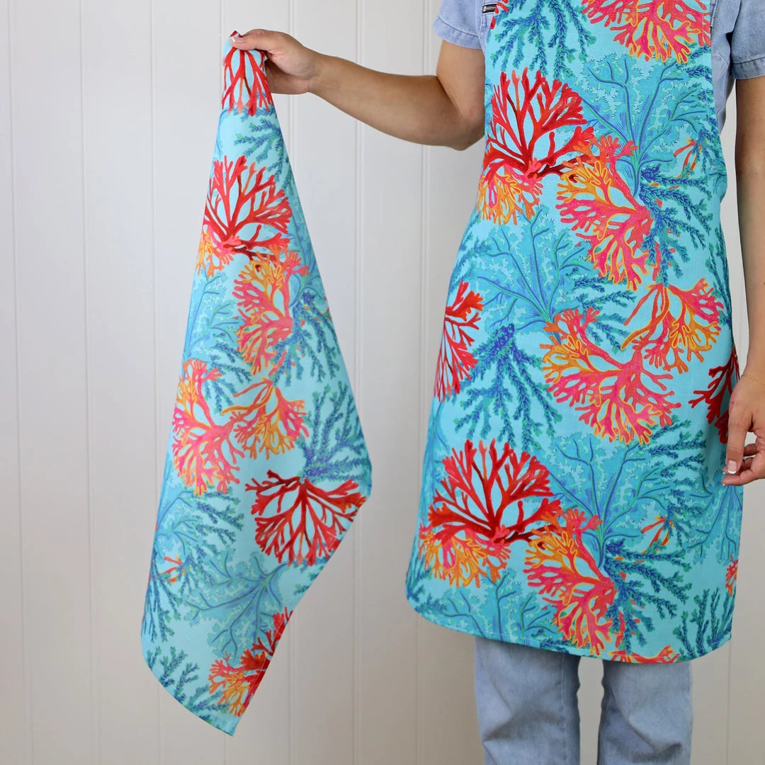 Magic Textiles Kitchen & Dining Coral Rays Design Multi-Colour Printed Cotton Apron 3 Magic Textiles Kitchen & Dining Coral Rays Design Multi-Colour Printed Cotton Apron