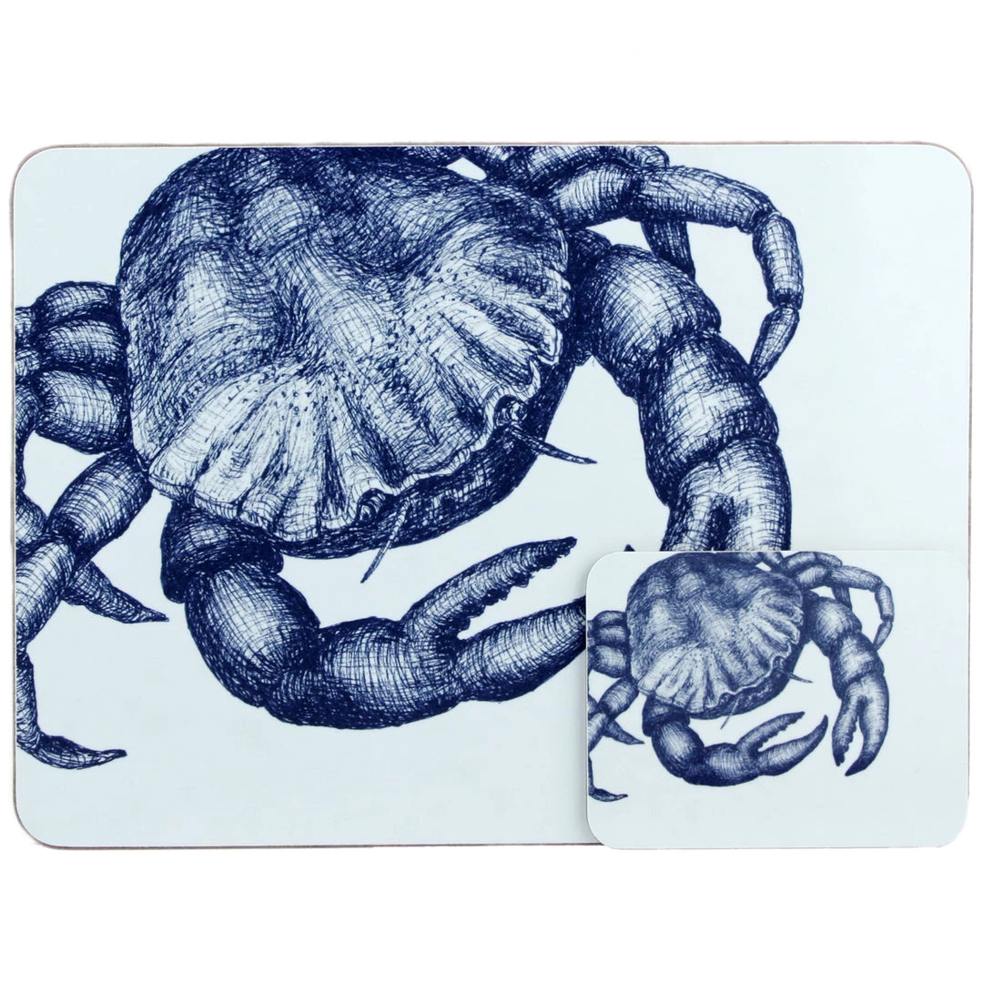 Orchard Melamine Blue And White Crab Design Coaster Kitchen & Dining 1 Orchard Melamine Blue And White Crab Design Coaster Kitchen & Dining