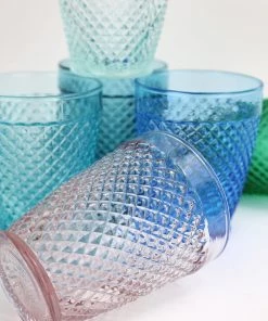 United Glass Green Diamond Cut Tumbler