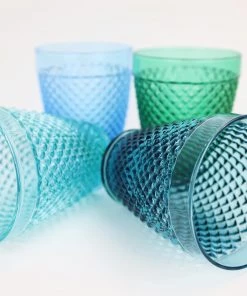 United Glass Teal Diamond Cut Tumbler New Arrivals