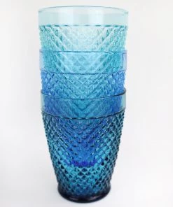 United Glass Cobalt Diamond Cut Tumbler