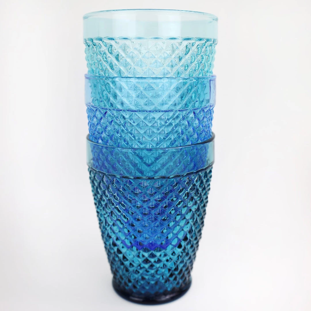 United Glass Cobalt Diamond Cut Tumbler 2 United Glass Cobalt Diamond Cut Tumbler