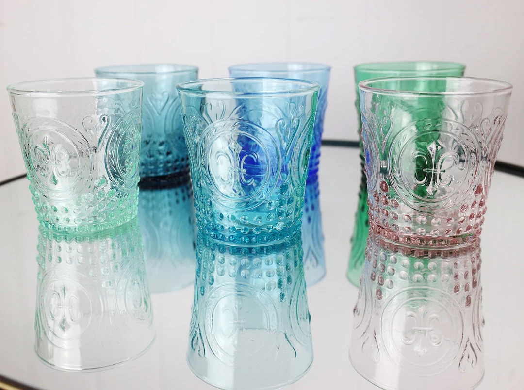 United Glass Rose Fleur De Lys Tumbler 4 United Glass Rose Fleur De Lys Tumbler