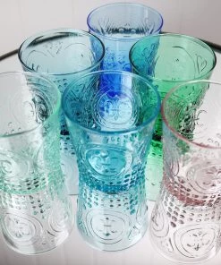 United Glass New Arrivals Teal Fleur De Lys Tumbler 7 United Glass New Arrivals Teal Fleur De Lys Tumbler