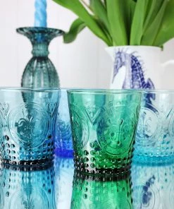 United Glass New Arrivals Teal Fleur De Lys Tumbler