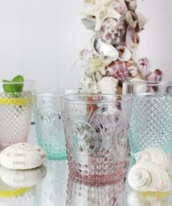 United Glass Rose Fleur De Lys Tumbler