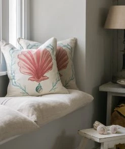 Magic Textiles Manderley Pink & Off-White Linen Cushion Cover