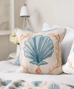 Magic Textiles Homeware Manderley Blue & Natural Linen Cushion Cover