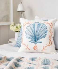 Magic Textiles Manderley Blue & Off-White Linen Cushion Cover