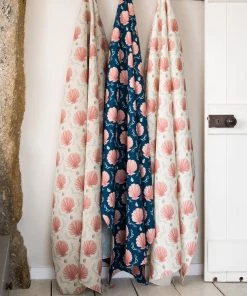 Magic Textiles Homeware Manderley Pink Linen Fabric - Ink Blue