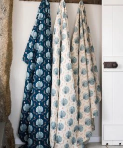 Magic Textiles Manderley Blue Upholstery Fabric - Off White Homeware