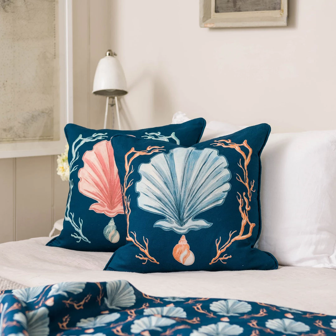 Magic Textiles Manderley Blue & Ink Blue Linen Cushion Cover 3 Magic Textiles Manderley Blue & Ink Blue Linen Cushion Cover