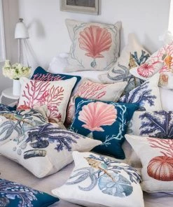 Magic Textiles Manderley Pink & Off-White Linen Cushion Cover