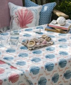 Magic Textiles Manderley Pink Linen Fabric - Off White Homeware