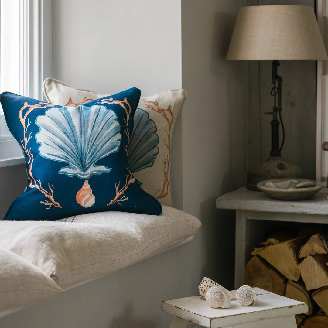 Magic Textiles Manderley Blue & Ink Blue Linen Cushion Cover 4 Magic Textiles Manderley Blue & Ink Blue Linen Cushion Cover