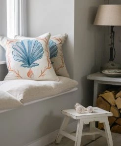 Magic Textiles Manderley Blue & Off-White Linen Cushion Cover