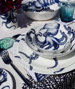 Cream Cornwall Bone China Octopus Dinner Plate Kitchen & Dining