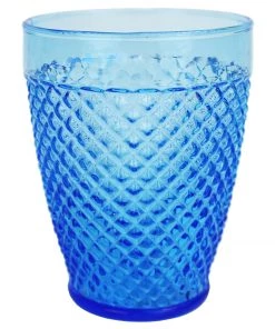 United Glass Cobalt Diamond Cut Tumbler