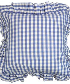 Outworker Blue Gingham Square Cushion Cover Homeware