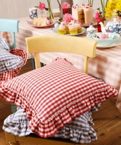 Outworker Red Gingham Square Cushion Cover Homeware