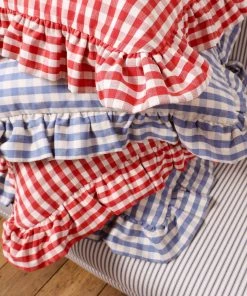 Outworker Red Gingham Square Cushion Cover Homeware