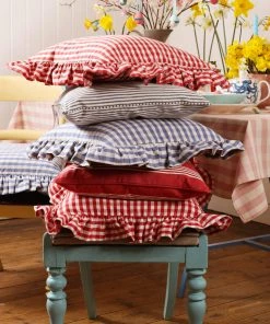 Outworker Red Gingham Square Cushion Cover Homeware