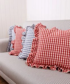 Outworker Red Gingham Square Cushion Cover Homeware